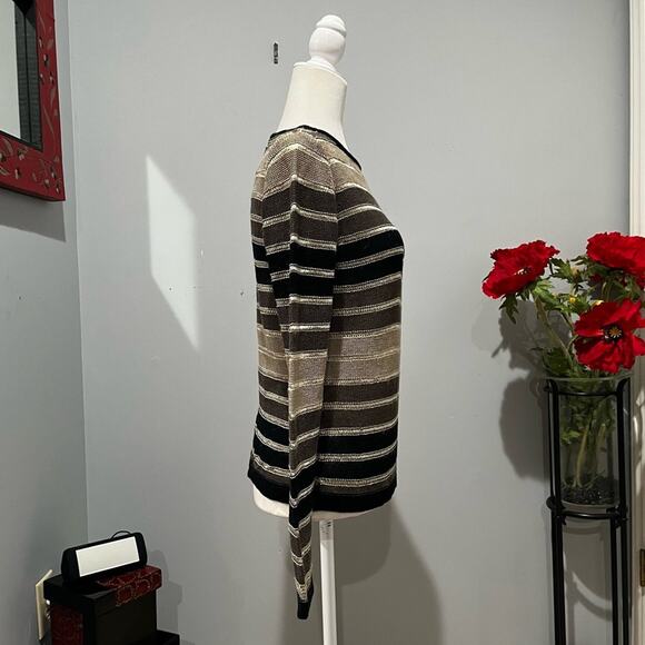 NEW Banana Republic Linen Striped Neutral Colorblock Open Weave Sweater S NWOT - Picture 8 of 16
